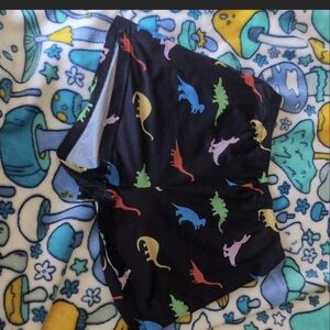 Black rainbow dino print lounge shorts
